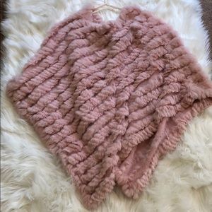 Pink authentic bunny fur poncho.